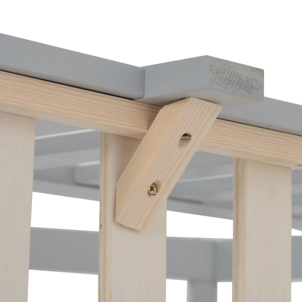 Letto Casetta 90x200 cm - con Sponde di Sicurezza e Vano Sottoletto - in Legno - Grigio