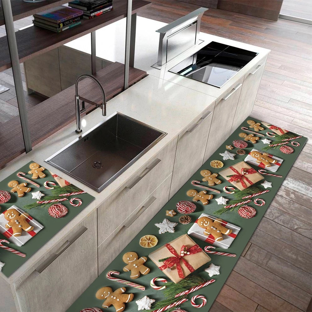 Tappeto Cucina Natale Pvc 51x190 cm Antimacchia Passatoia Antiscivolo Antisfilo Lavabile Dis_NA
