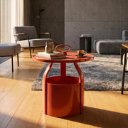 Inle, Tavolino da Salotto Forma Rotondo, 46x54x46h cm Rosso
