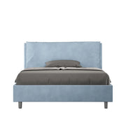 BS COM Letto matrimoniale francese contenitore imbottito 140x190 microfibra azzurro Large