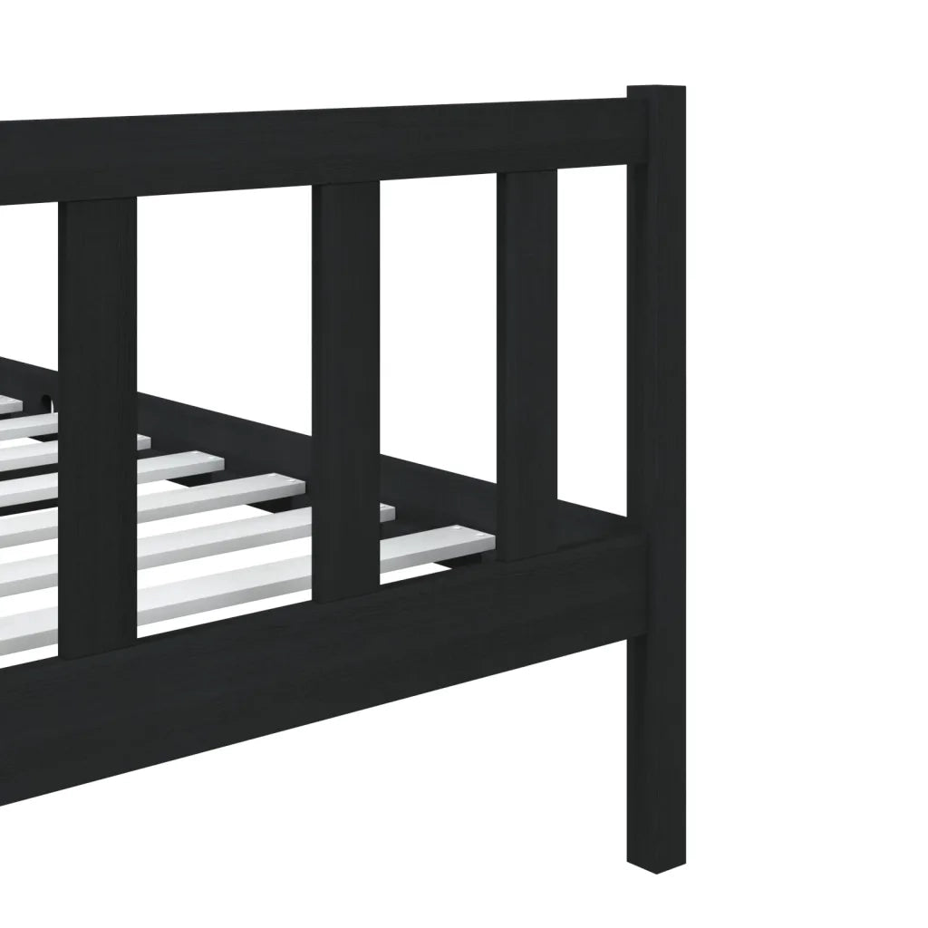 Letto singolo | Letto per adulti | Giroletto Nero 75x190 cm Small Single in Legno Massello