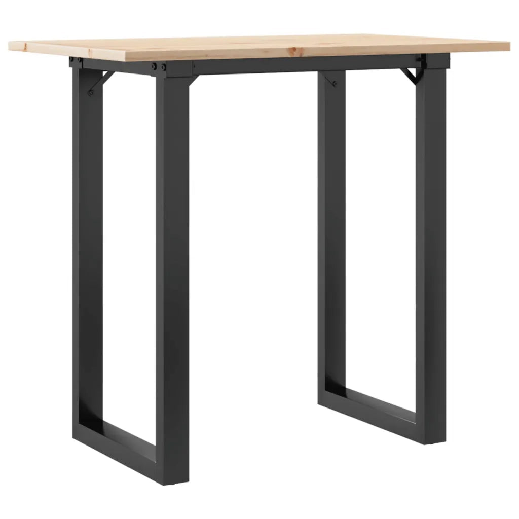 Tavolo da Pranzo Telaio a O 80x50x75 cm Legno Pino e Acciaio