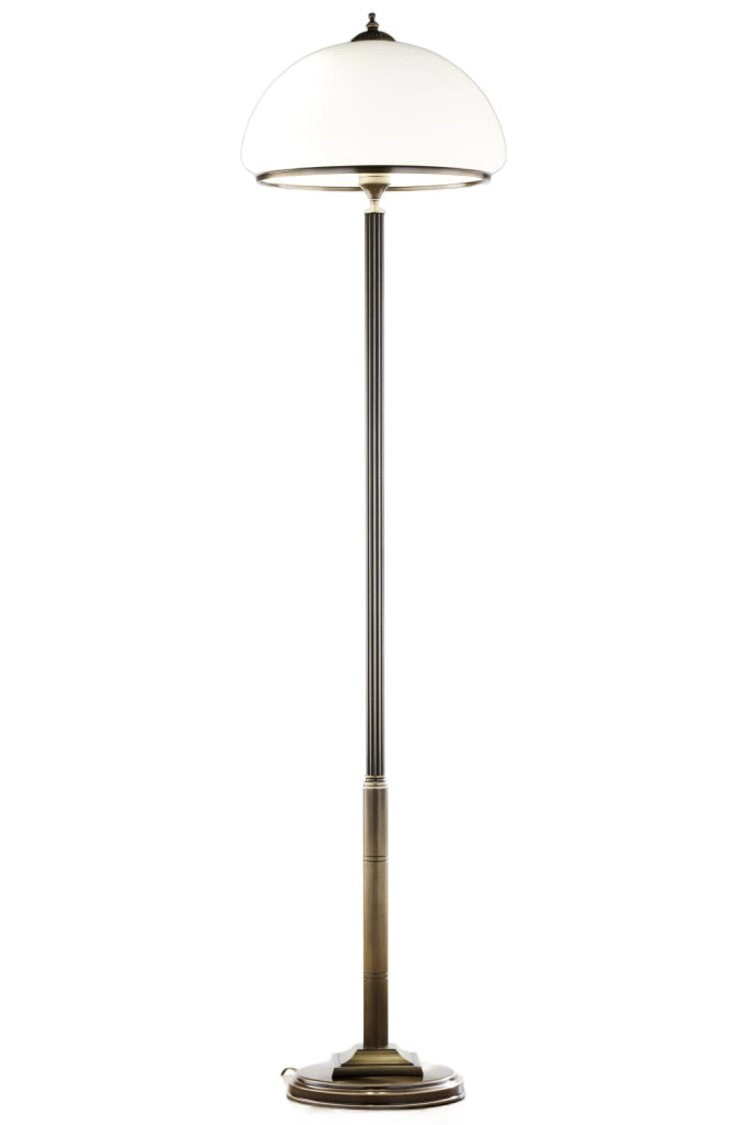 Lampada da terra retrò ottone patinato vetro 2xE27 ZEUS