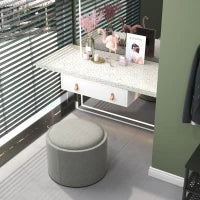 Pouf Contenitore Effetto Lino da 120 kg max con Vassoio a Ribalta, in MDF, 56x56x42 cm, Grigio
