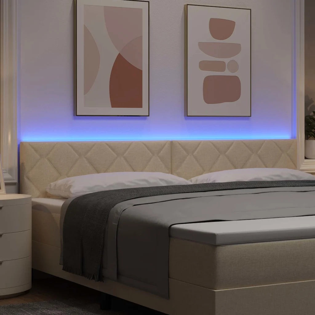 Testiera LED Crema 200 cm Tessuto 3338257