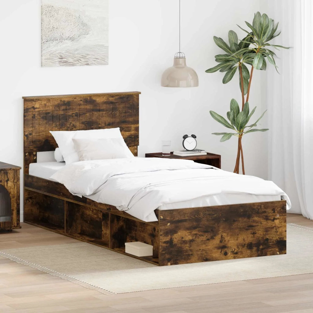 Struttura del letto Rovere fumé 90 x 200 cm Pino massello