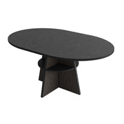 Tavolo da pranzo allungabile con vano aperto e angoli arrotondati per soggiorno e cucina; nero; 110-150 × 110 × 76 cm