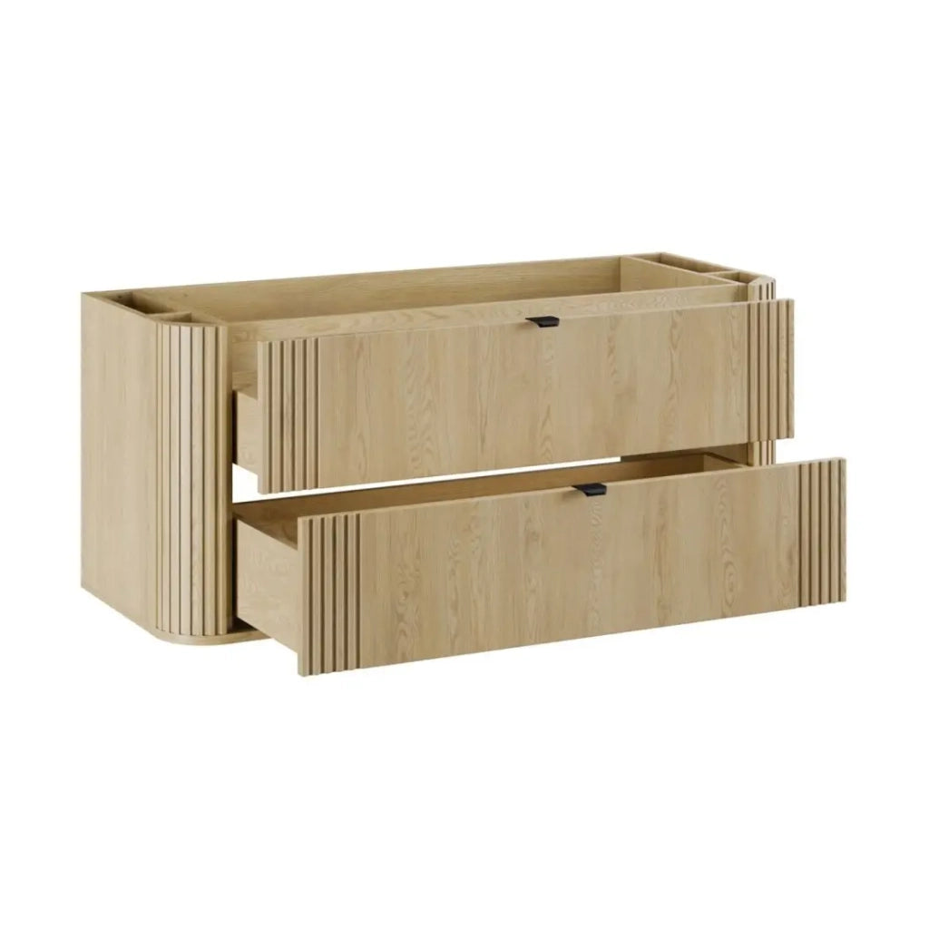 Mobile sottolavabo KORI 120 cm in rovere chiaro – 2 cassetti – sospeso