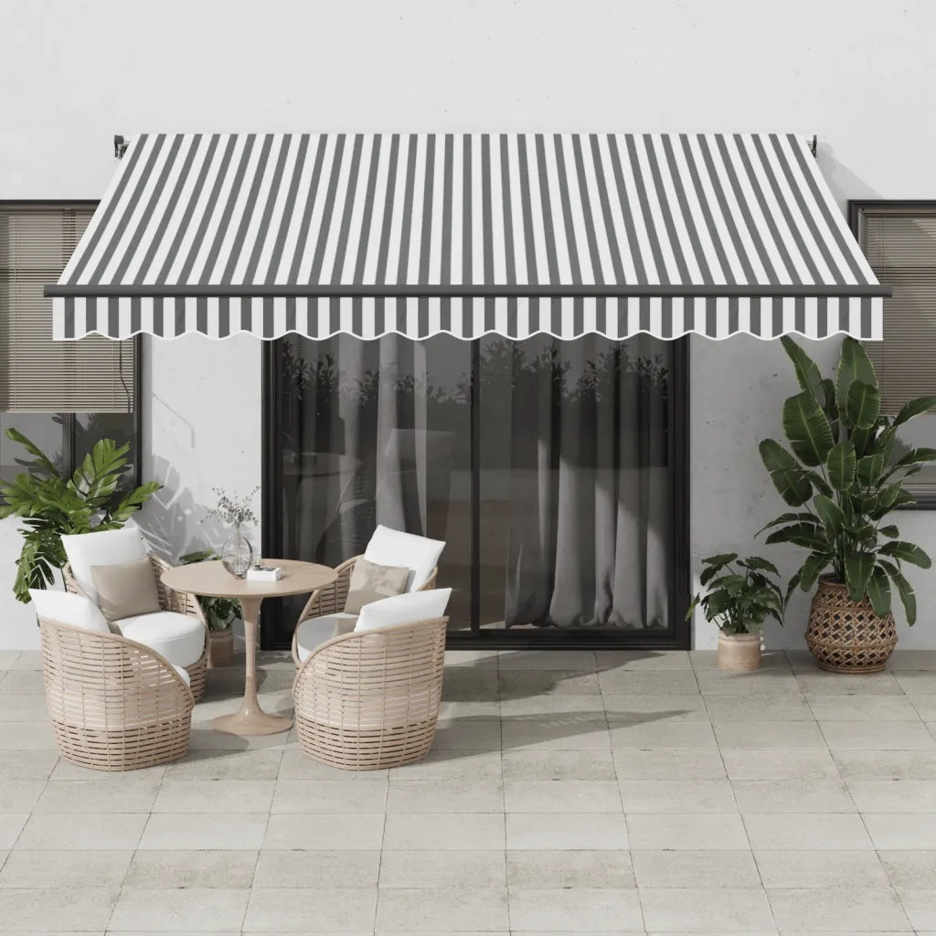 Tenda Retrattile Automatica LED Antracite e Bianco 400x350 cm 3215811