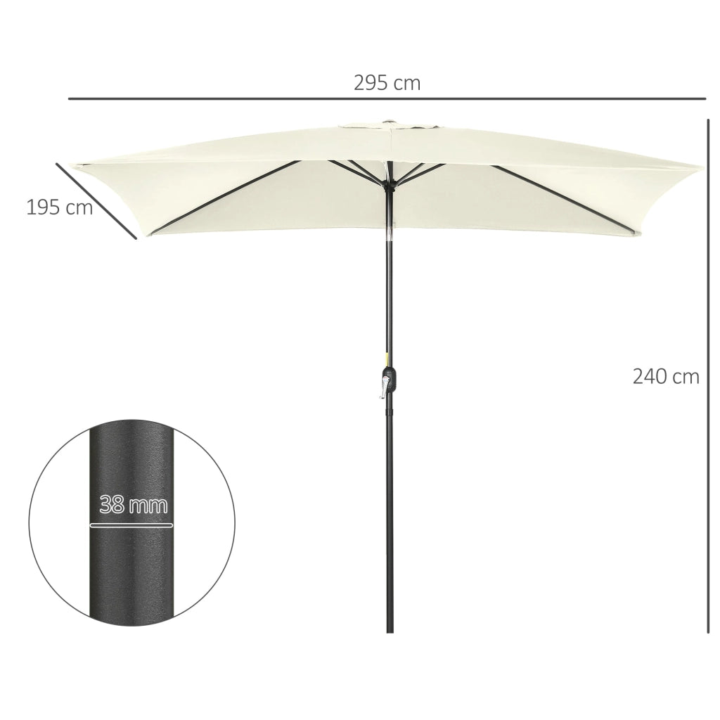 Ombrellone da Giardino 1,9x2,9x2,4 m Palo Ø38 mm in Alluminio Metallo e Poliestere Bianco Crema