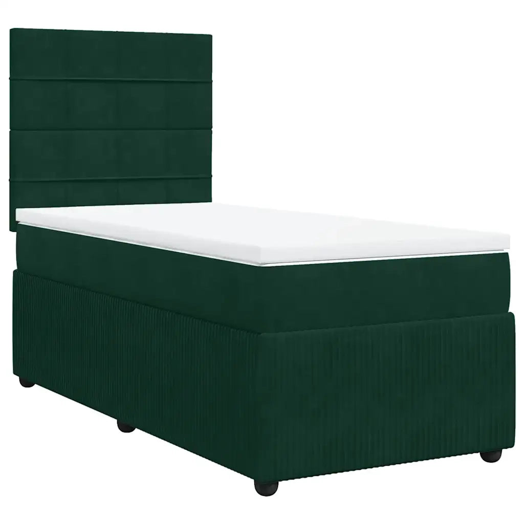 Giroletto a Molle con Materasso Verde Scuro 100x200 cm Velluto