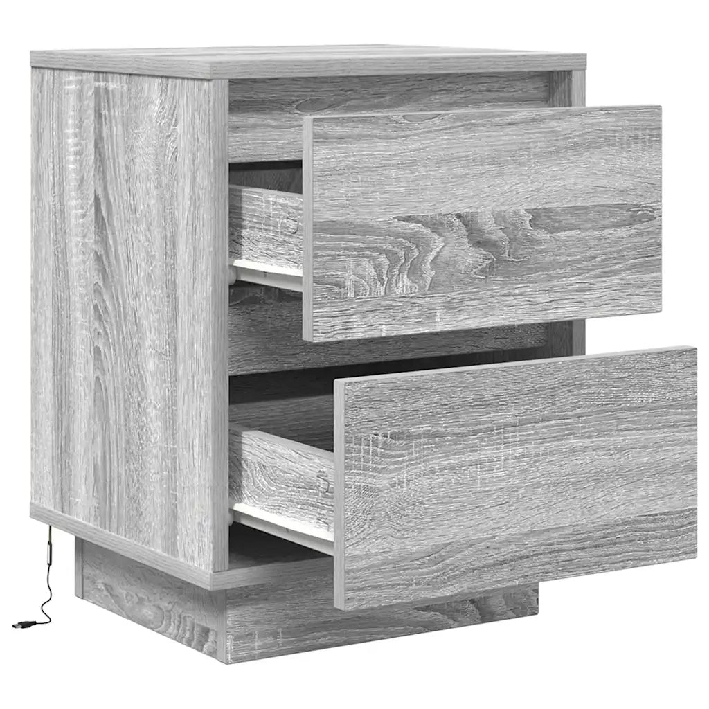 Comodini con Luci a LED 2 pz-Set di 2 Tavolino da notte Grigio Sonoma 38x34x50 cm 871603