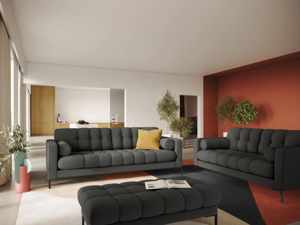Cosmopolitan Design - Divano "Bali" 4 posti in tessuto strutturato grigio scuro 