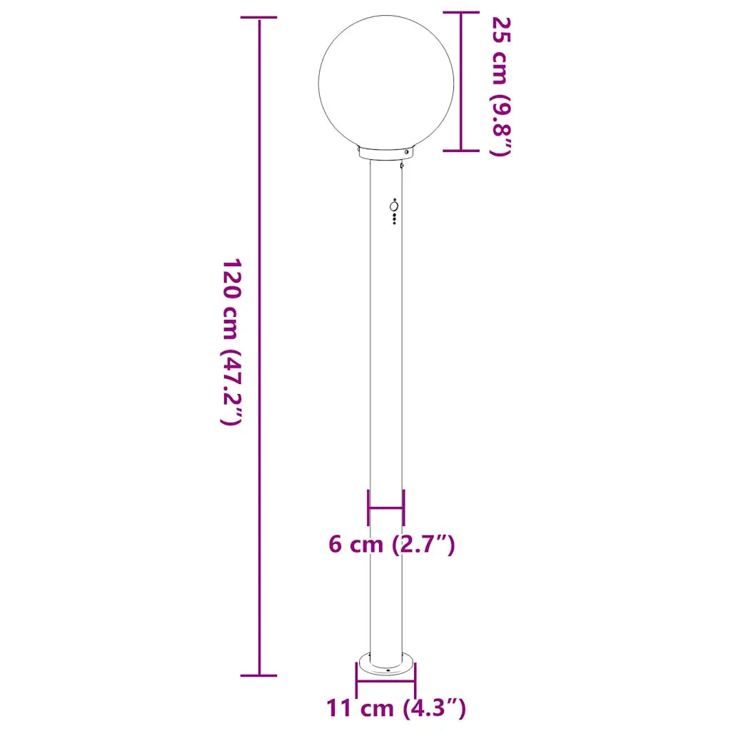 Lampada a paletto con sensore 120 cm Nera IP44 4006117