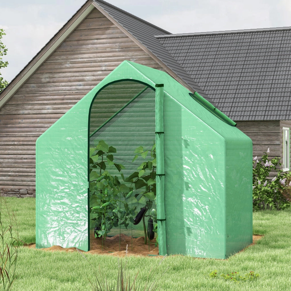 Serra da giardino begehabile 180x100x168 cm con finestra, porta e struttura in acciaio