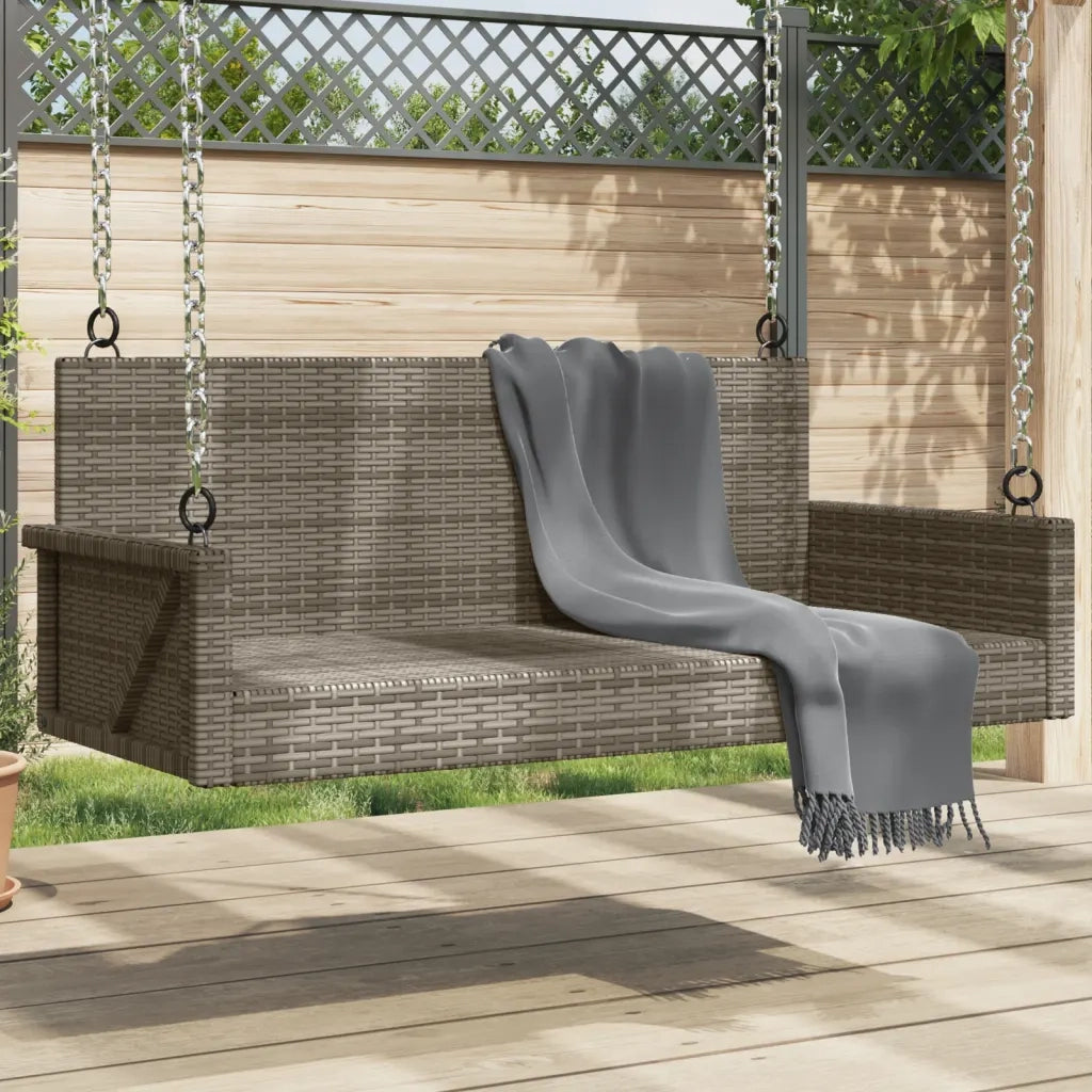 Panca da Giardino | Panchina Dondolo Grigia 119x56x48 cm in Polyrattan