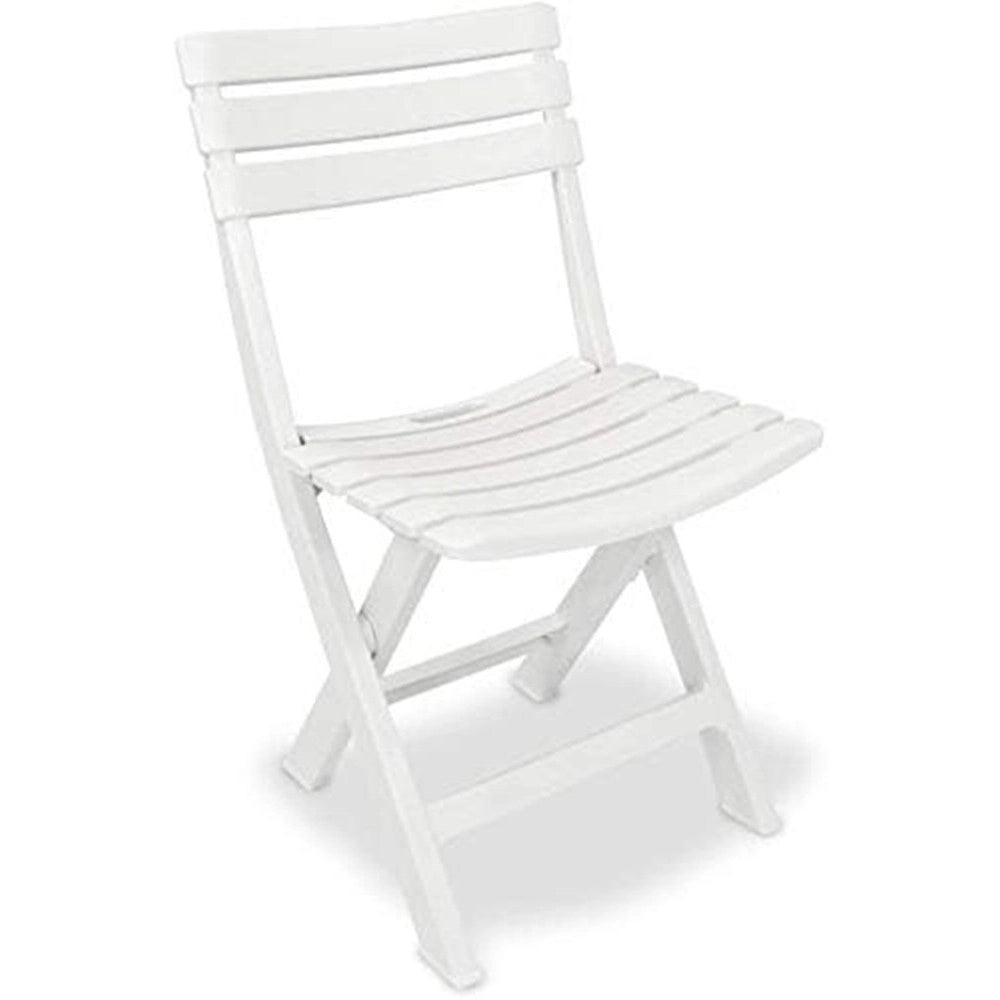 Trade Shop - Set Salotto Con 2 Sedie Tavolo Da Giardino Pieghevole Resistente Camping Bianco 006669 -