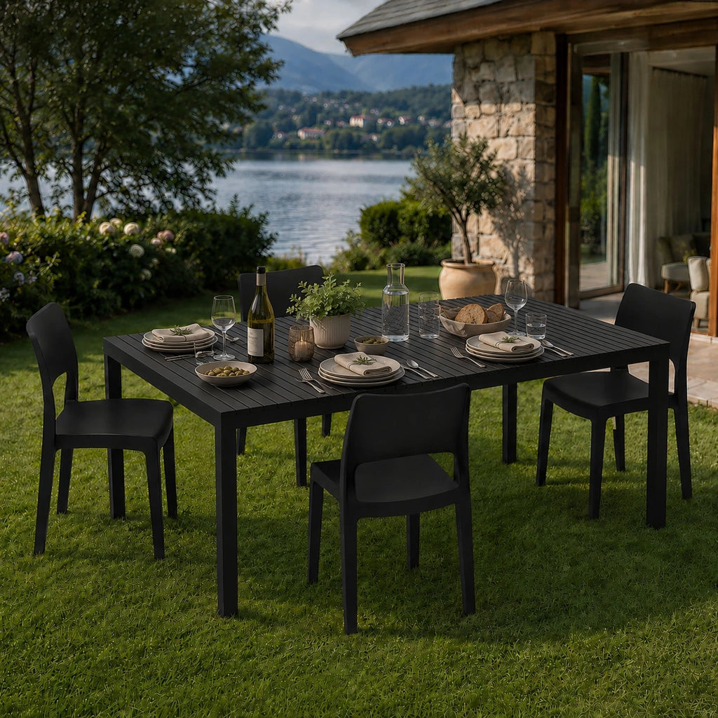 Salottino Outdoor Masisa, set Salotto da Esterno 4 Posti Made in Italy, Nero Antracite