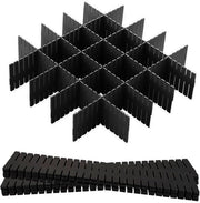 12 pacchi di distributore di carico regolabile, organizzatore in plastica, distributore di carico per intimo, calze, cosmetici, camera da letto, ufficio, 32,4 x 7 cm, nero