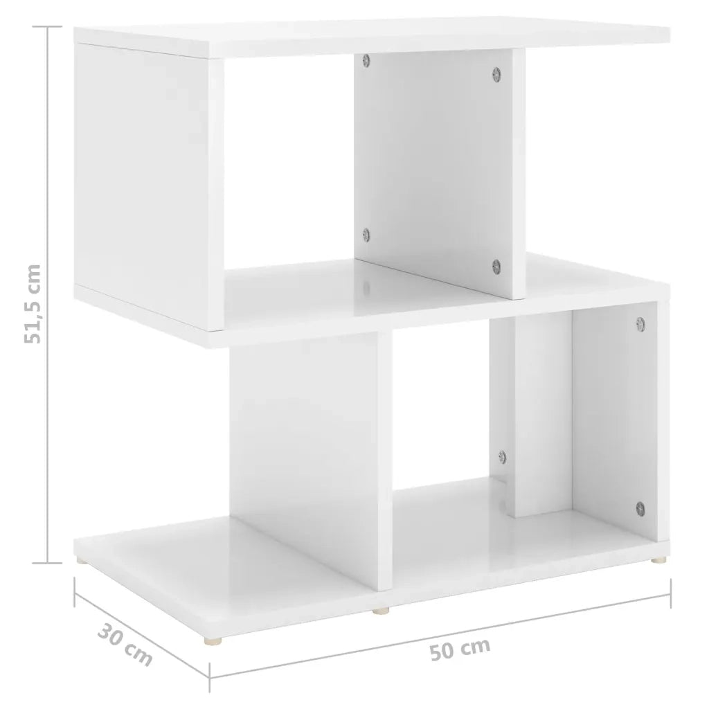 Set di 2 Comodini | Armadio da Notte | Mobiletto da notte Bianco Lucido 50x30x51,5 cm in Legno Multistrato