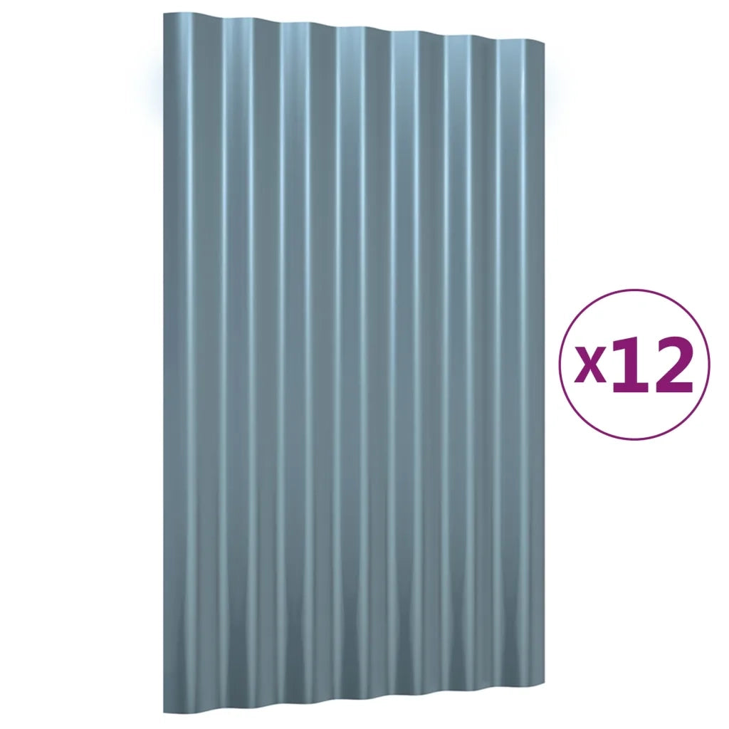 Pannelli Tetto 12pz Acciaio Verniciato a Polvere Grigio 60x36cm cod mxl 64818