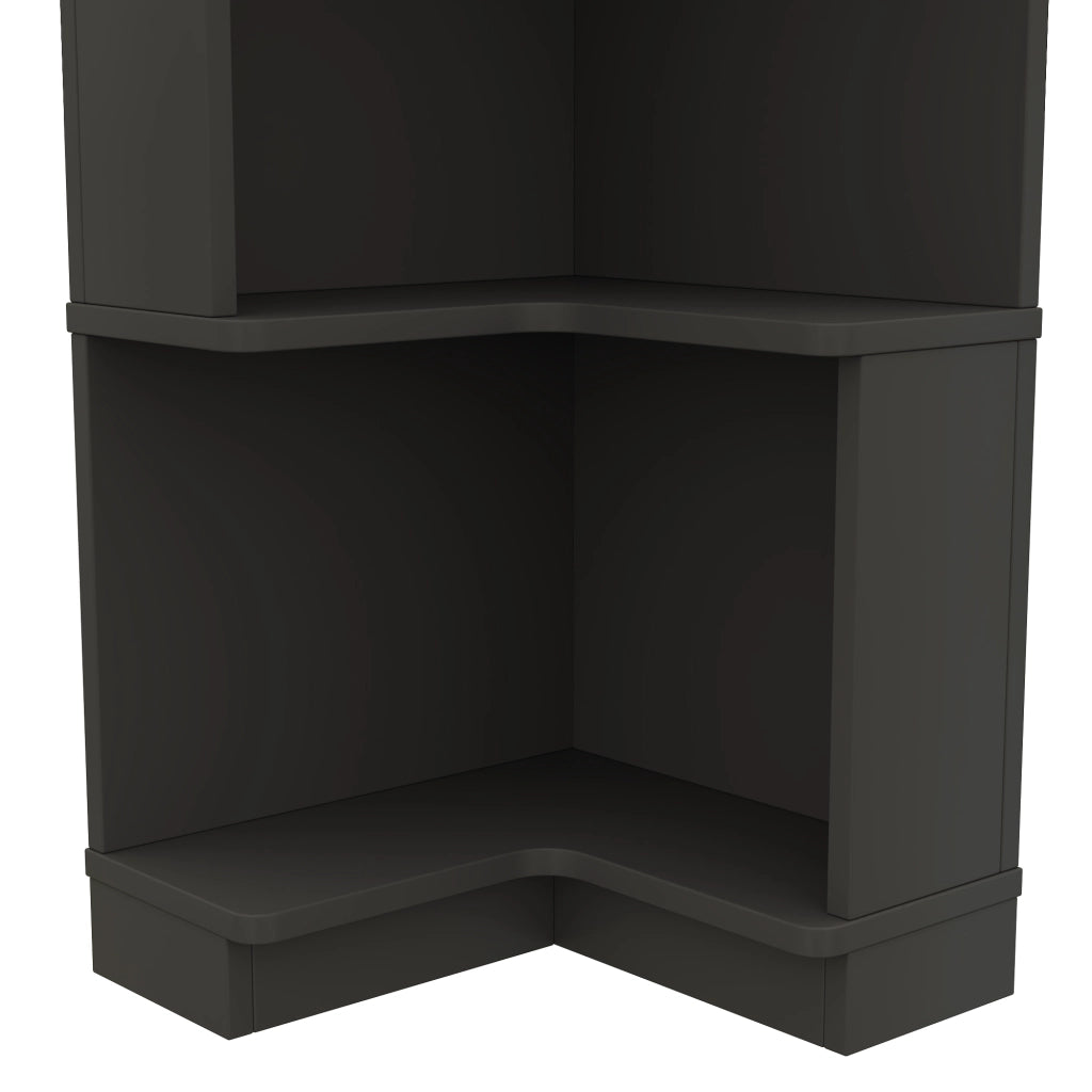 Libreria angolare a L in MDF con strisce LED controllate da app, 63,5 x 45 x 175 cm, colore nero