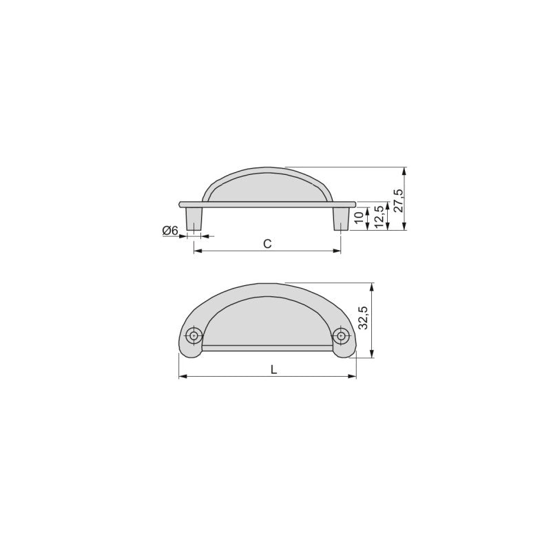 Maniglia per mobili Orlando, L400mm, interasse 320mm, Acciaio, Nichel satinato