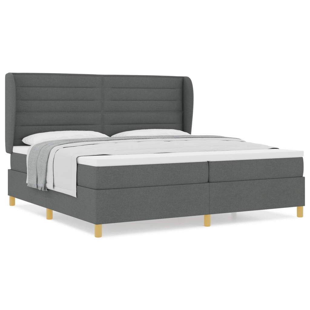 Letto Box Spring  con Materasso Grigio Scuro 200x200 cm Tessuto