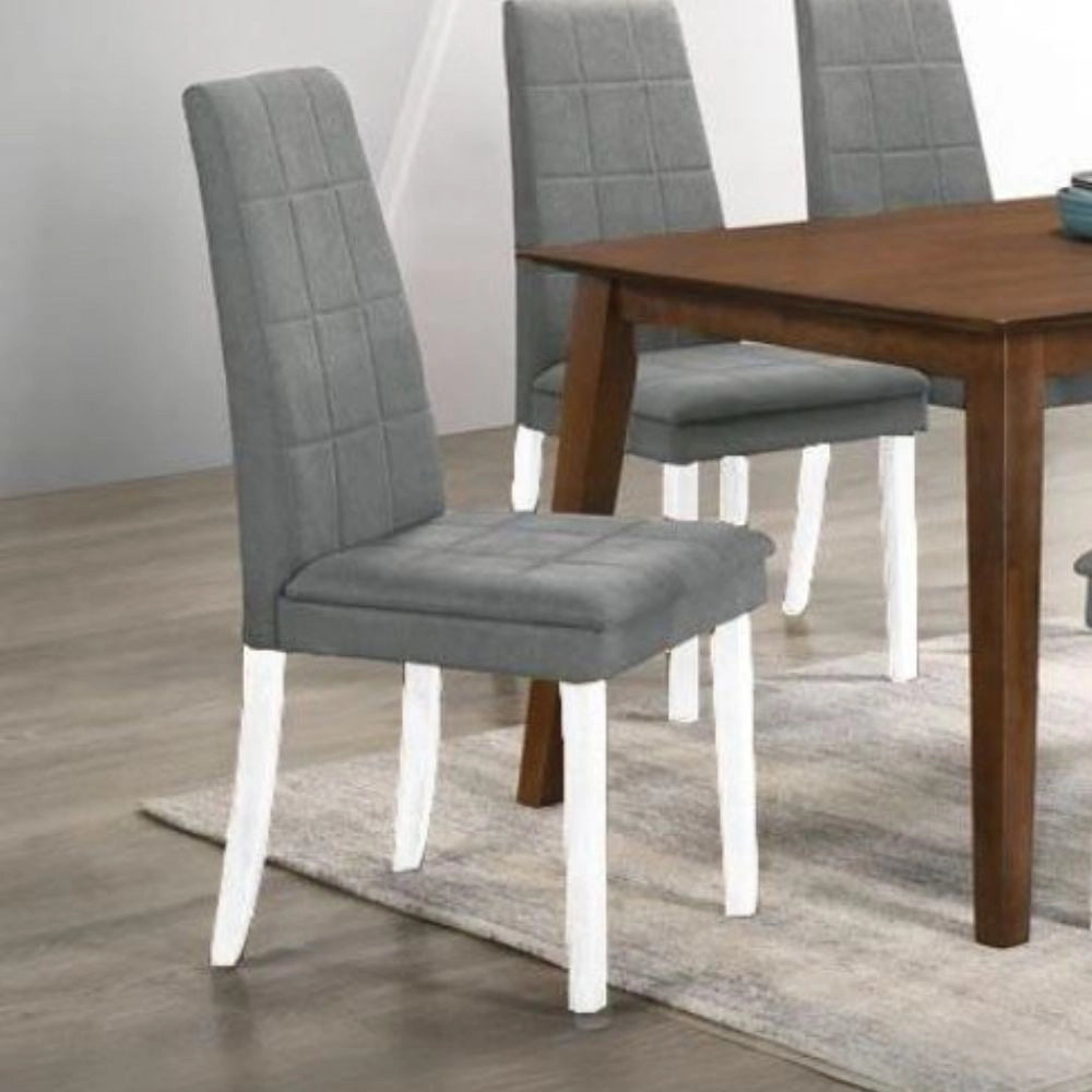 Set 2 Sedie imbottite con struttura in legno bianco e tessuto grigio Tim