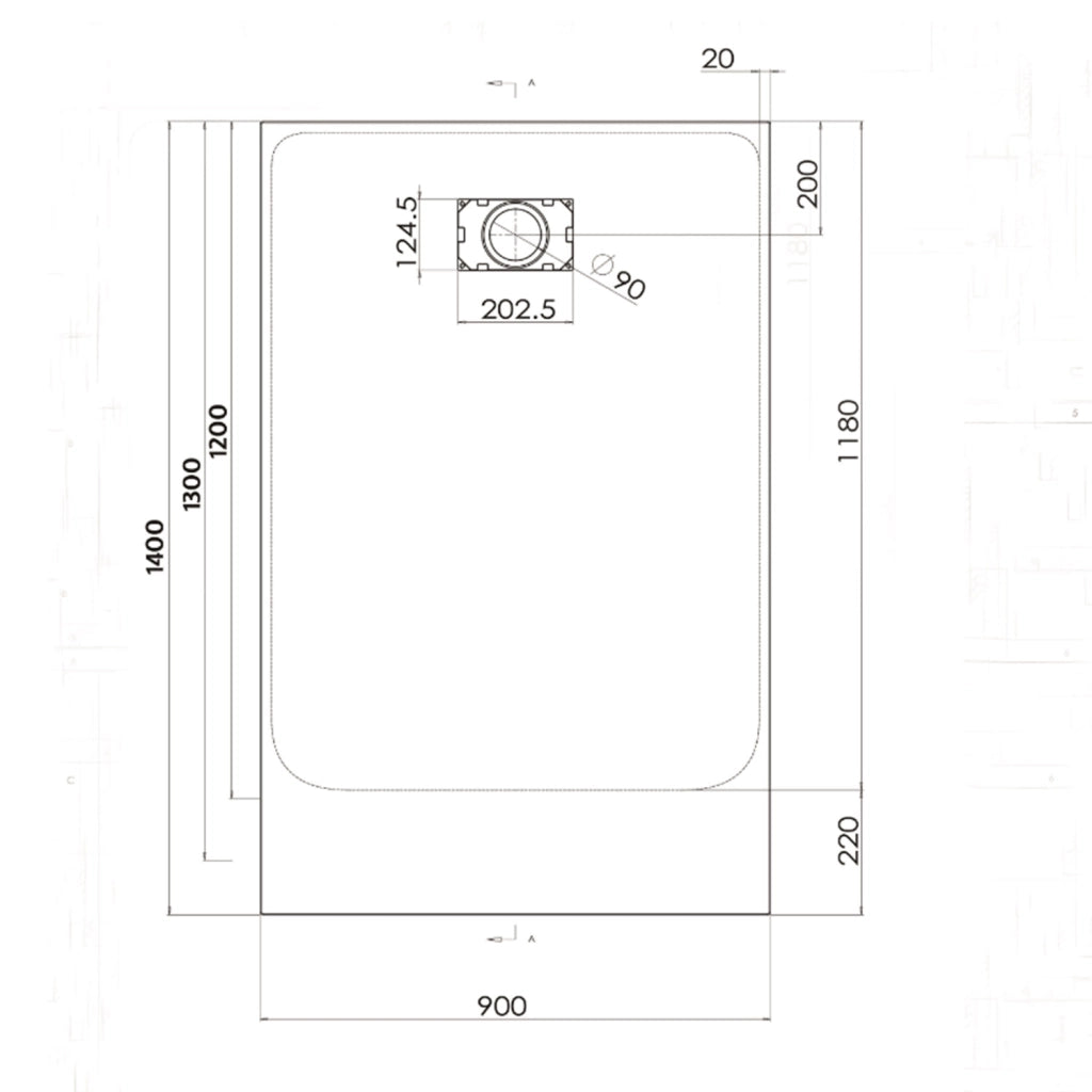 Piatto Doccia 90x140x2 6 cm Tortora Effetto Pietra mod. Strong