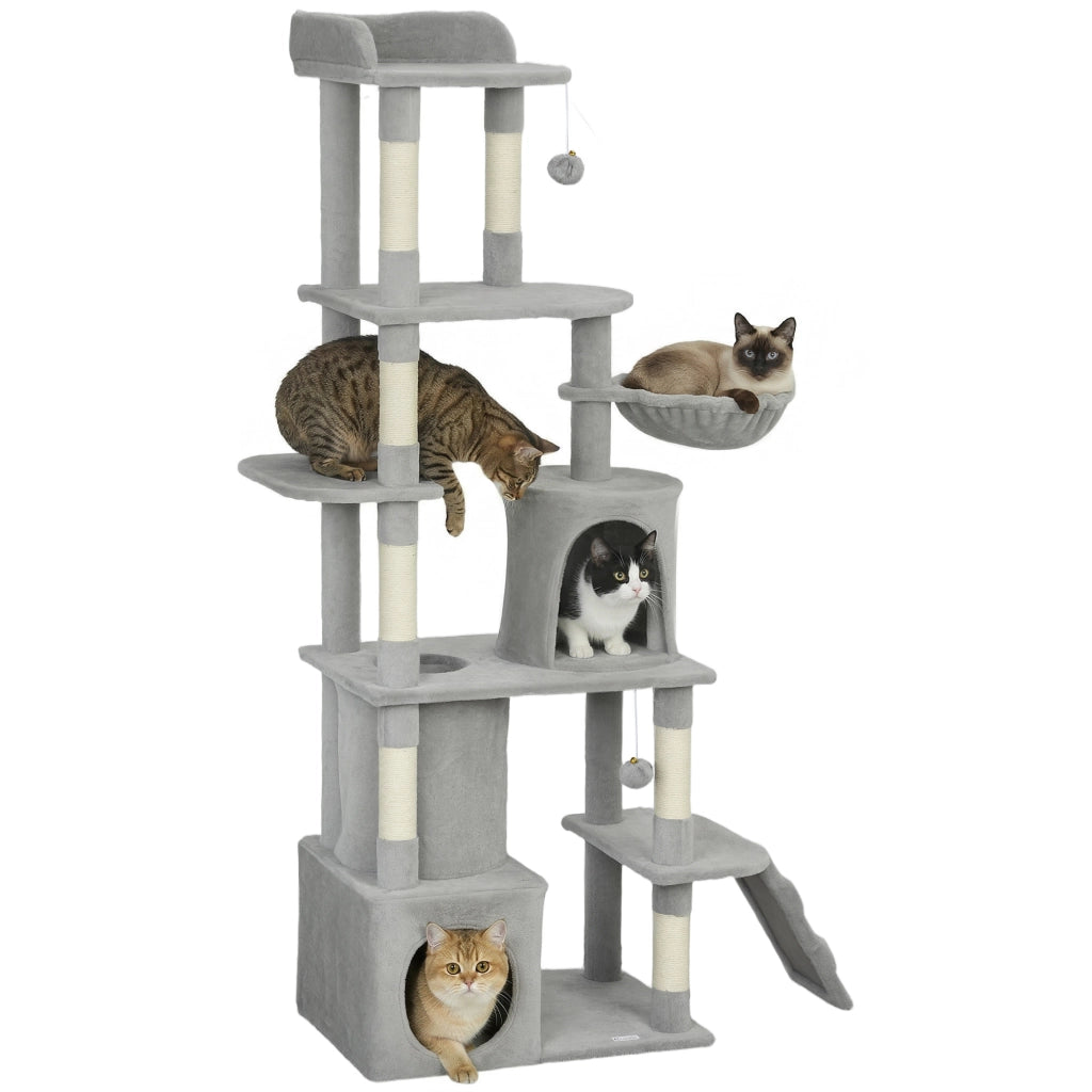 Albero tiragraffi con piattaforme e nicchie ¨C zephmum ¨C grigio scuro 170 cm