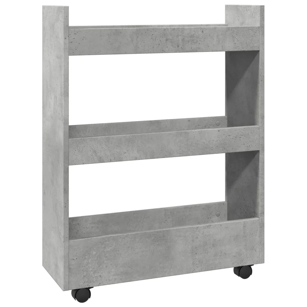 Carrello Stretto a 3 Livelli Grigio Cemento in Truciolato 855253
