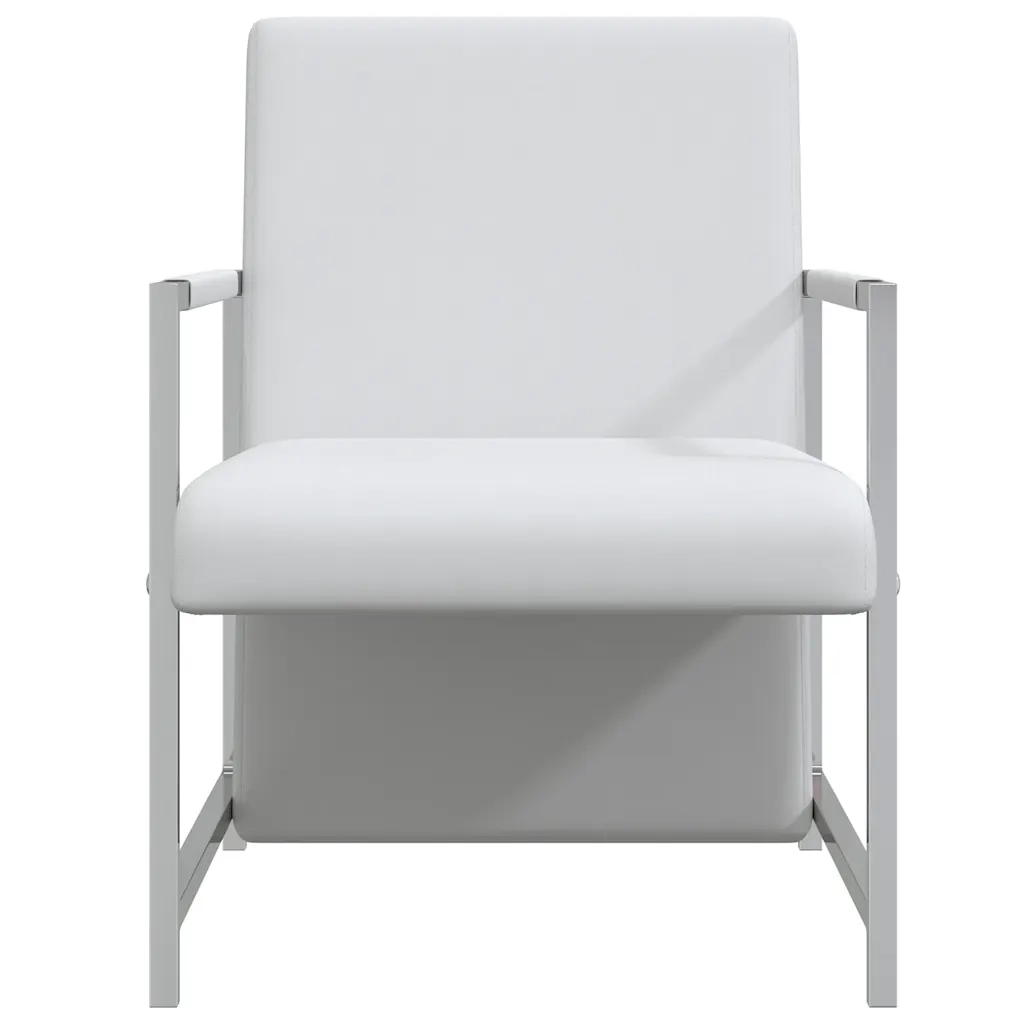 Poltrone 2 pz con Telaio Cromato Bianche in Similpelle 270180