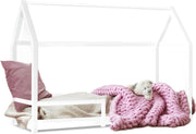 Letto a capanna per bambini NESSI 90 x 190 cm, bianco, con rete a doghe e sponde