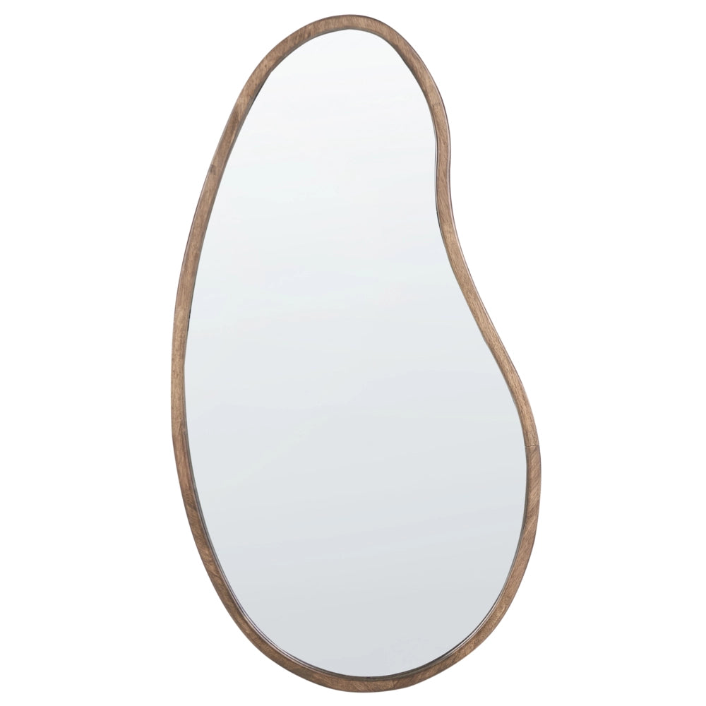 Specchio da Parete Marrone Chiaro con Cornice in Legno di Paulownia Forma Irregolare Stile Scandinavo Decorazione da Parete