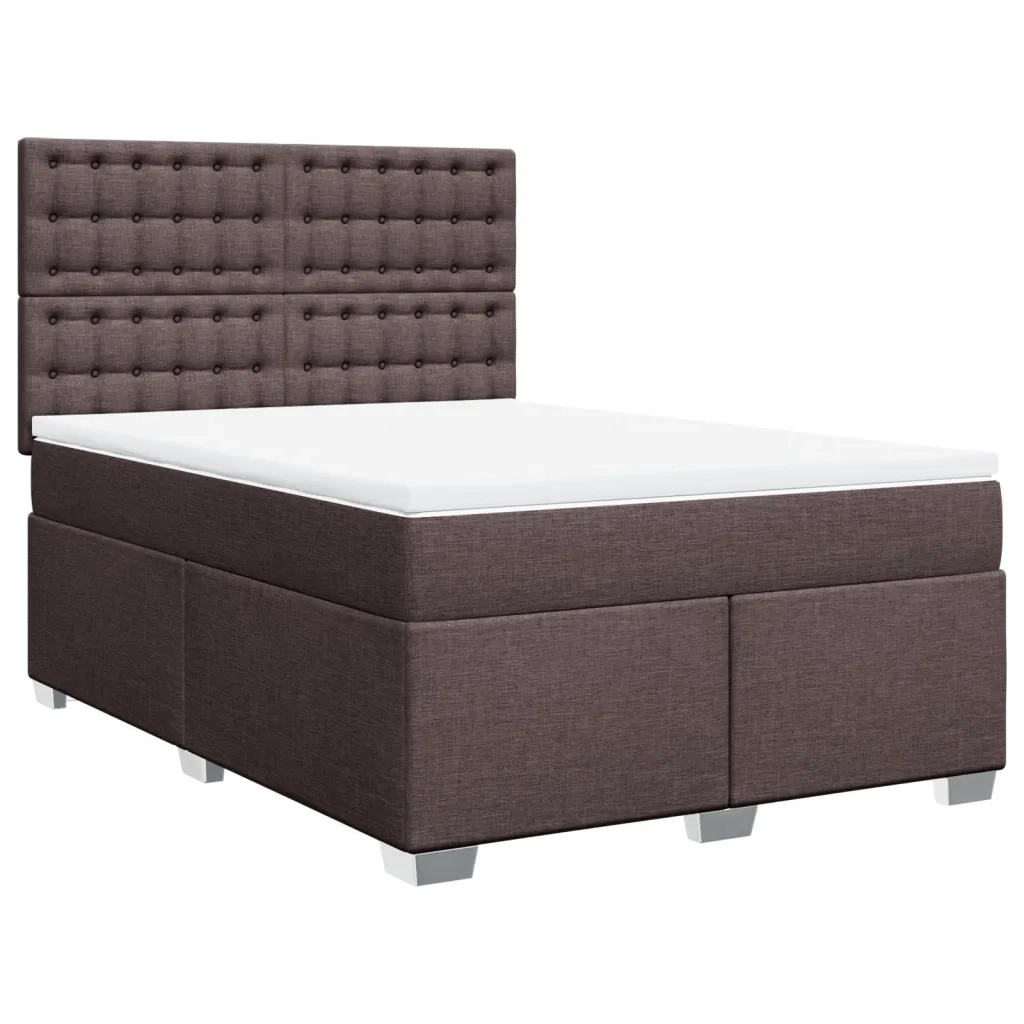 Giroletto a Molle con Materasso Marrone Scuro 160x200cm Tessuto