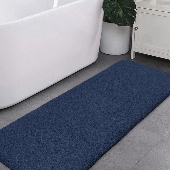 Matte extra lunga antiscivolo, compatta, morbida, microfibra assorbente, scarpata doccia, assorbente superiore, lavabile a macchina - 50 x 178 cm (blu marino)