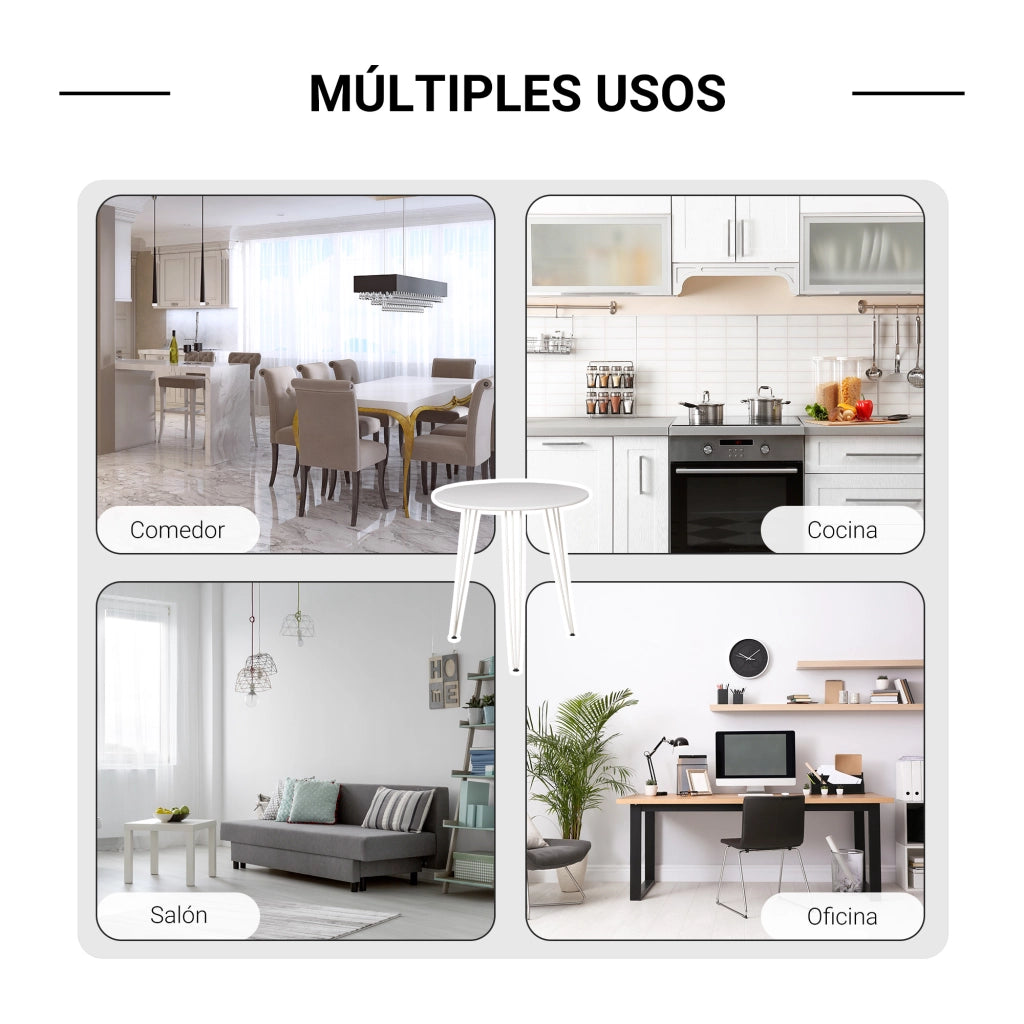 Tavolo da pranzo rotondo moderno ¨C zephmum ¨C bianco, metallo, ?70x75 cm