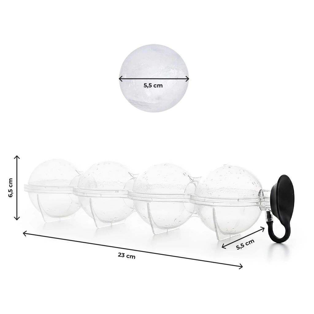 Set 8 Sfere per Ghiaccio con Stampi Apribili 6,5 cm – Palle Ghiaccio Riutilizzabili in Plastica Alimentare con Gancio – Ideali per Cocktail, Whisky e Bevande