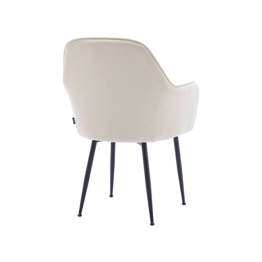 Set di 4 poltrone in velluto a coste con gambe in metallo nero opaco,