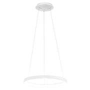 Krizia - Lampada a sospensione led 50W dimmerabile - 2900lm, luce calda 3000K, anello bianco opaco, diffusore opale, d. 60 cm, IP20