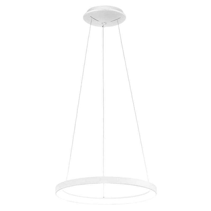Krizia - Lampada a sospensione led 50W dimmerabile - 2900lm, luce calda 3000K, anello bianco opaco, diffusore opale, d. 60 cm, IP20