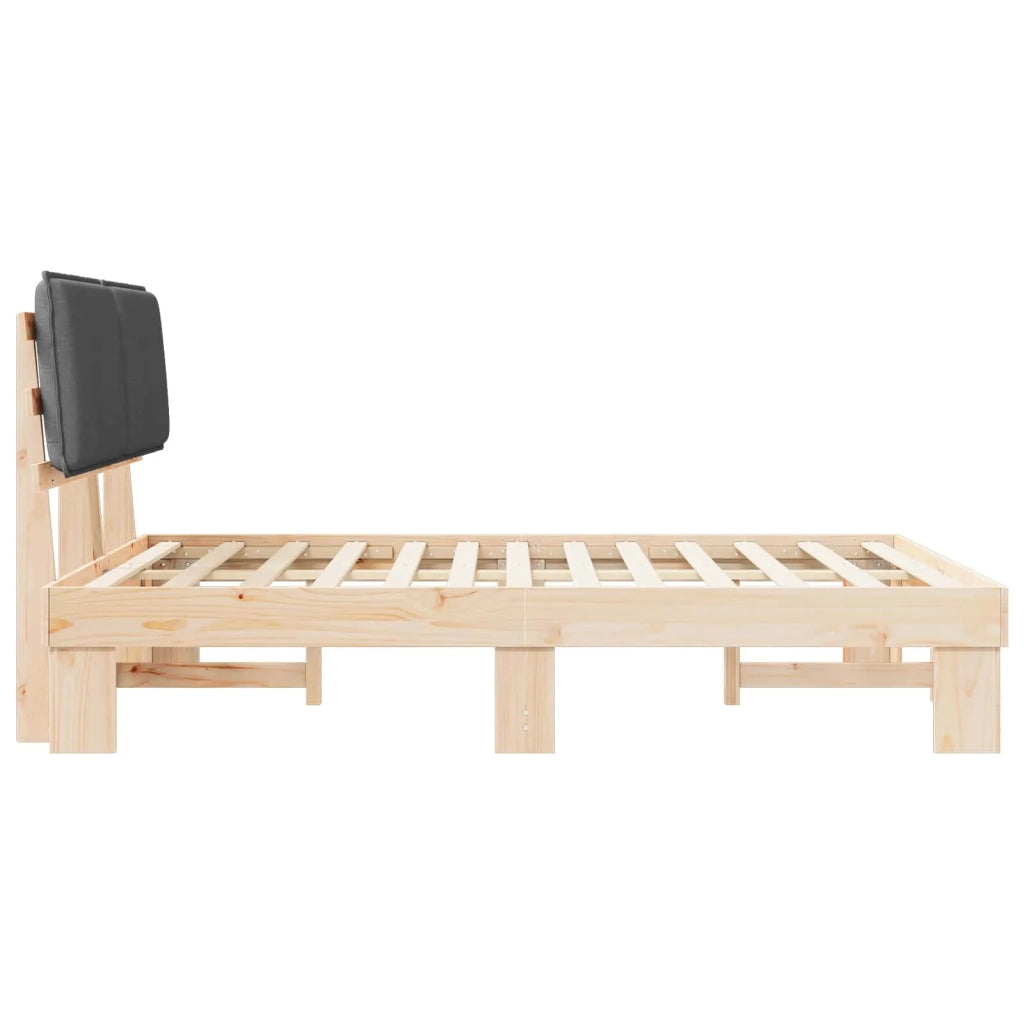 Letto con Testiera Rivestita Grigio scuro 140 x 200 cm