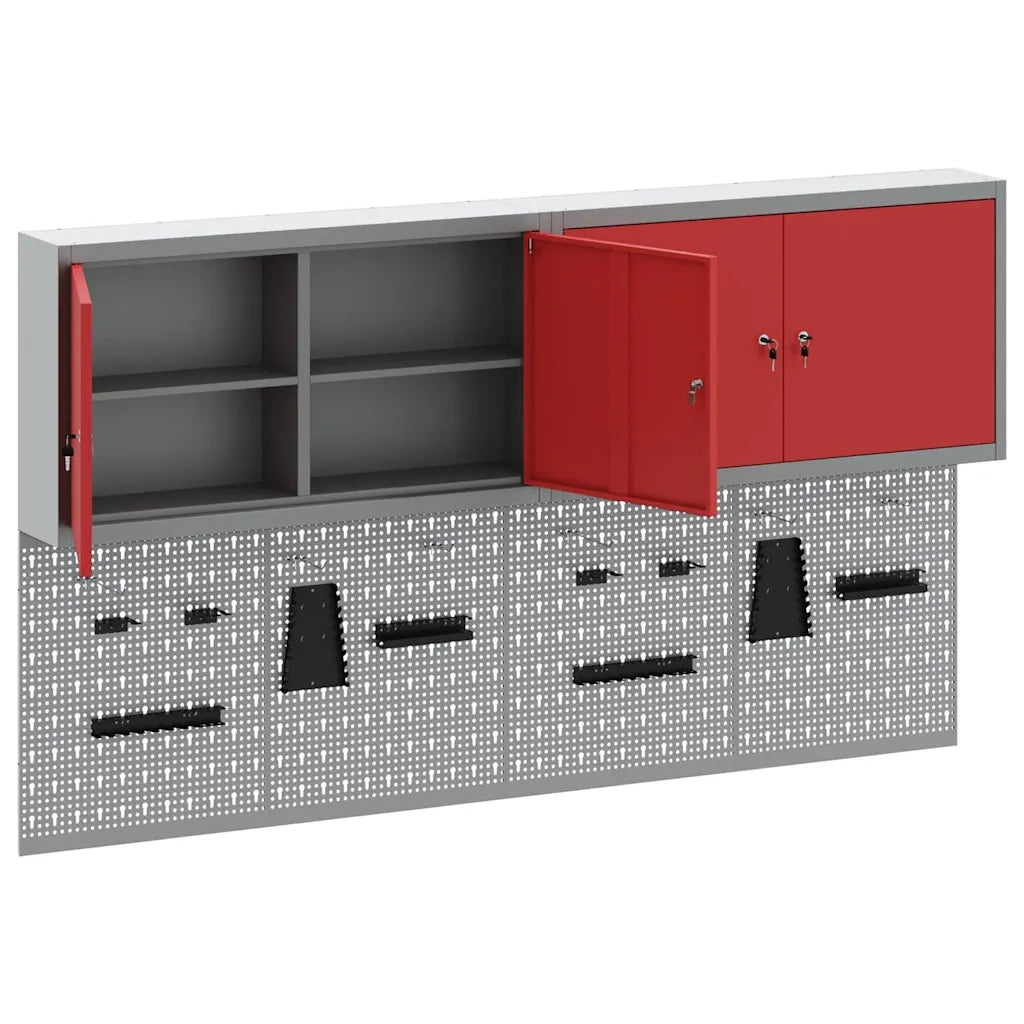 Set di armadi per attrezzi con lo scaffale 6 pcs Rosso 3321403