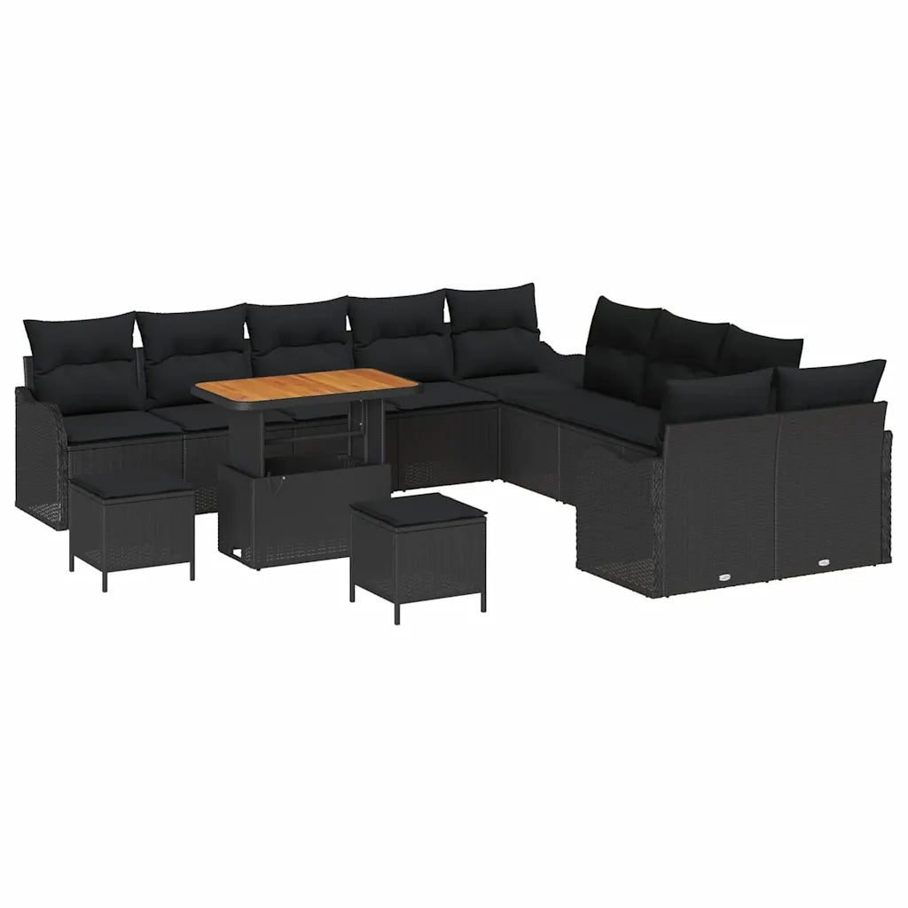 Set Divano da Giardino con cuscino 13 pcs Nero 3364274