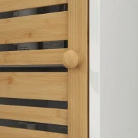 Mobile Colonna Conservazione Bagno Bianco, Dim, 35 L x 30 P x 170 H cm, con 2 Ante e Ripiano Regolabile, 2 Nicchie