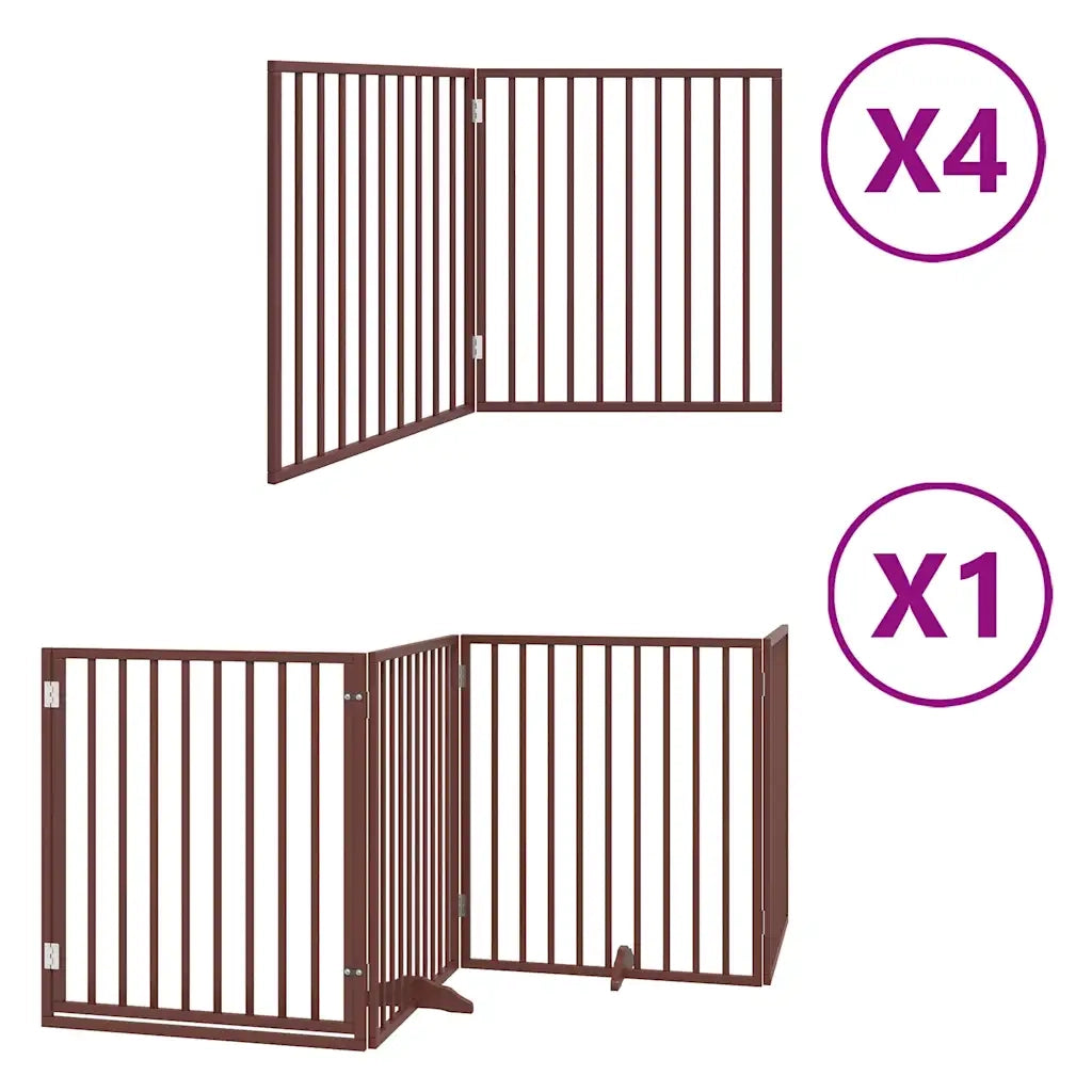 vidaXL Cancello Cani Porta Pieghevole Marrone 12 Pannelli 960cm Pioppo