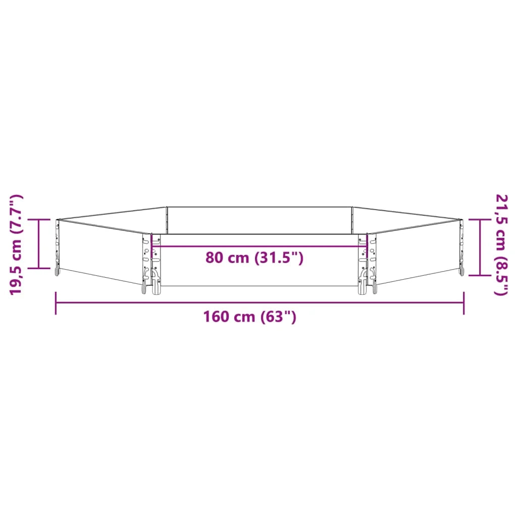 Fioriera/aiuola esagonale per piante fiori terrazza e giardino 160 x 160 cm legno di pino massiccio marrone 02_0039879