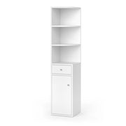 Vicco Scaffale d'angolo Bianco 30 x 135.5 cm con anta e cassetto