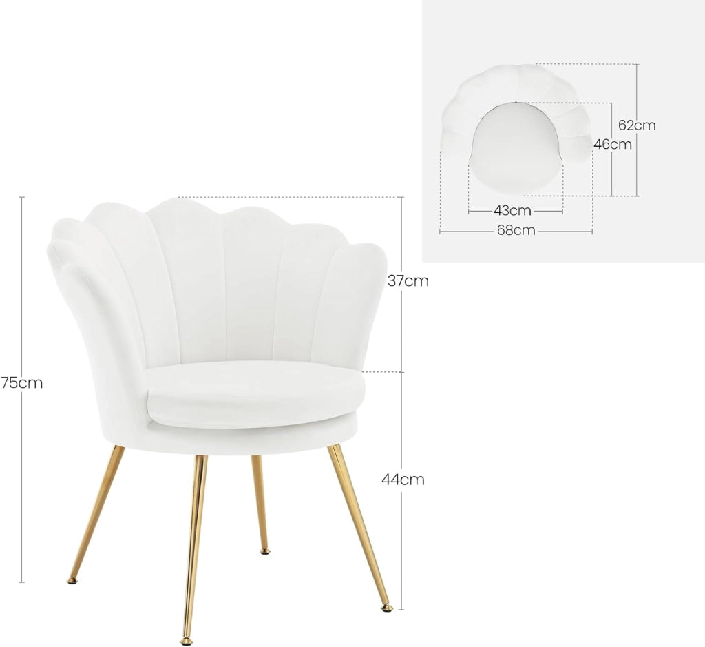 Poltrona Relax a Forma di Petalo, Poltrona Reclinabile per Camera da Letto, Salotto, con Gambe in Metallo, Portata 150 kg, Bianco